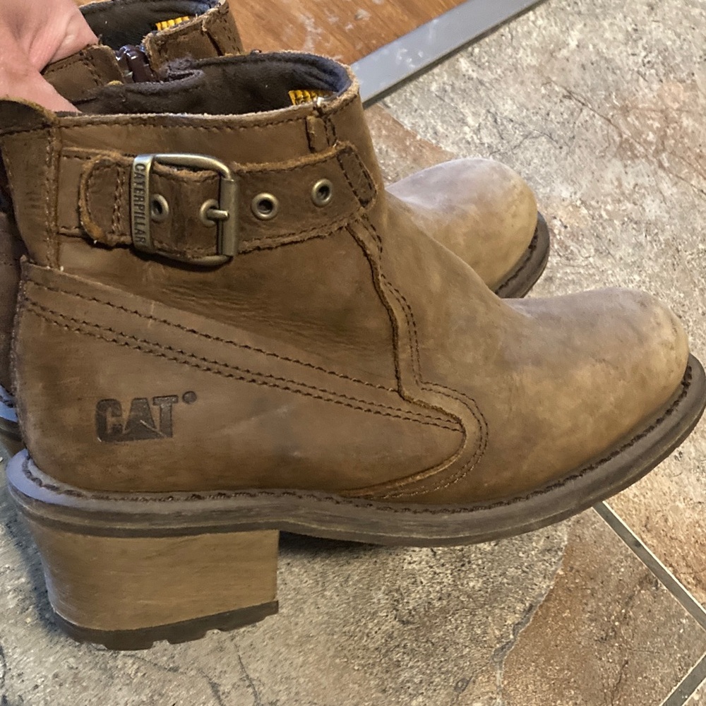 CAT Brown Leather Ankle Boots